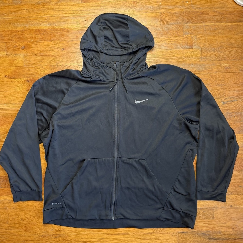 Nike Therma Dri-FIT Full Zip Hooded Fleece Hoodie Gray Mens 4XL AJ4450-091 BLACK